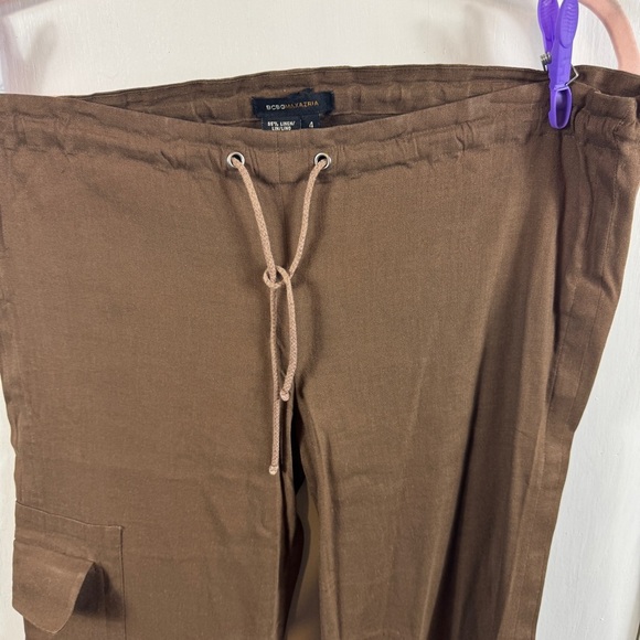 BCBGMaxAzria Brown Linen-Blend Pants - Picture 6 of 8